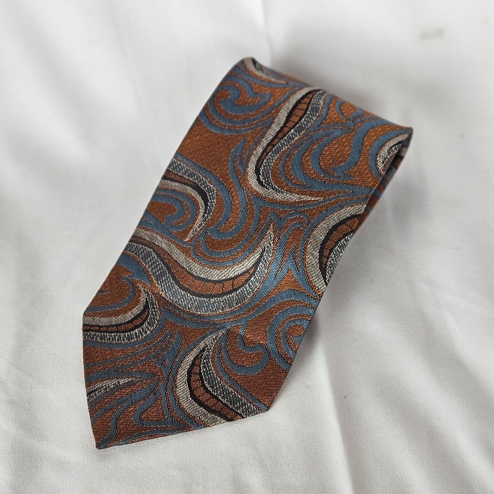 Blue And Orange Silk Tie